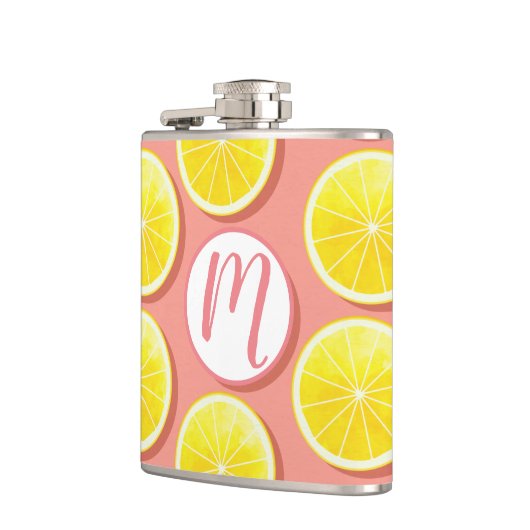 Summer Lemon Slices Pattern Flachmann (Links)