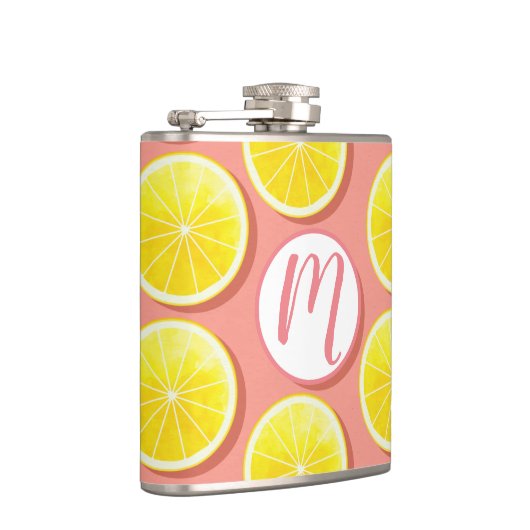 Summer Lemon Slices Pattern Flachmann (Rechts)