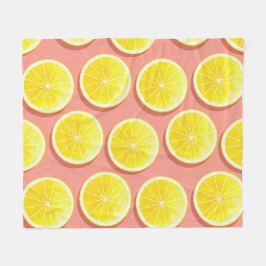 Summer Lemon Slices Pattern Fleecedecke (Vorderseite (Horizontal))