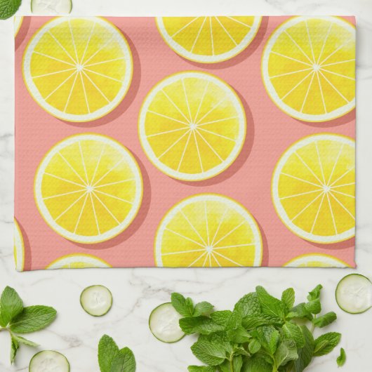 Summer Lemon Slices Pattern Geschirrtuch (Gefaltet)