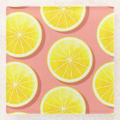 Summer Lemon Slices Pattern Glasuntersetzer (Vorderseite)