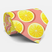 Summer Lemon Slices Pattern Krawatte (Gerollt)