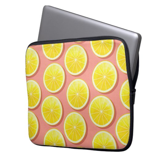 Summer Lemon Slices Pattern Laptopschutzhülle (Vorderseite Links)