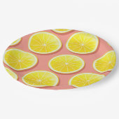 Summer Lemon Slices Pattern Pappteller (Schrägansicht)