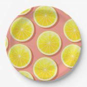 Summer Lemon Slices Pattern Pappteller (Vorderseite)
