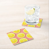 Summer Lemon Slices Pattern Rechteckiger Pappuntersetzer (Vor Ort)