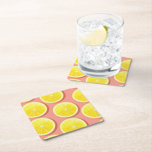 Summer Lemon Slices Pattern Rechteckiger Pappuntersetzer (Vor Ort)