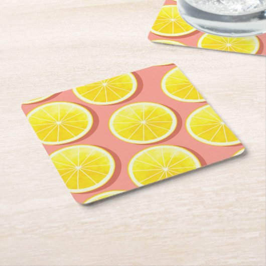 Summer Lemon Slices Pattern Rechteckiger Pappuntersetzer (angewinkelt)
