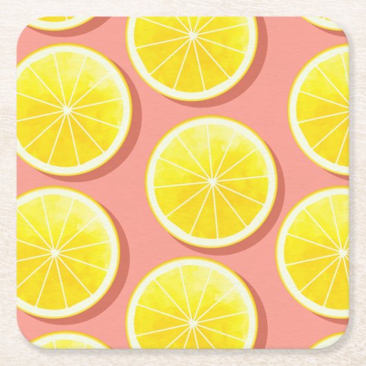 Summer Lemon Slices Pattern Rechteckiger Pappuntersetzer (Vorderseite)