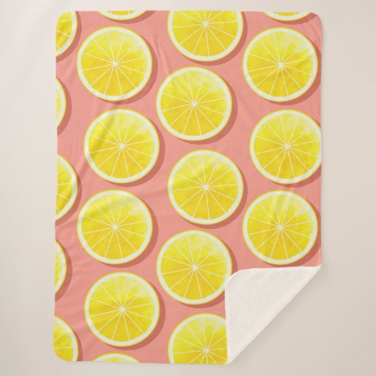 Summer Lemon Slices Pattern Sherpadecke (Vorderseite)