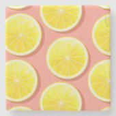 Summer Lemon Slices Pattern Steinuntersetzer (Vorderseite)