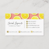 Summer Lemon Slices Pattern Visitenkarte (Rückseite)