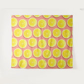 Summer Lemon Slices Pattern Wandteppich (Vorderseite (Horizontal))