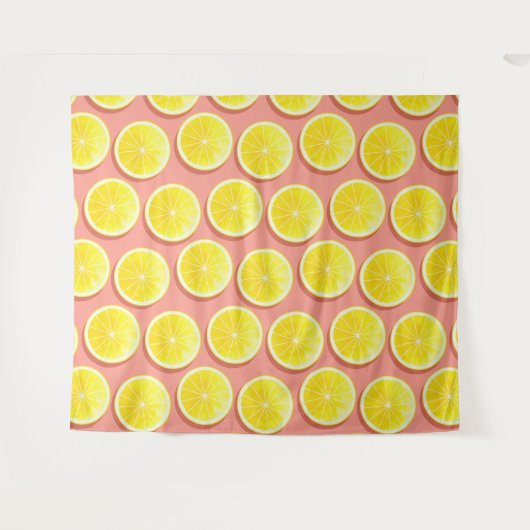 Summer Lemon Slices Pattern Wandteppich (Vorderseite (Horizontal))