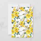Summer Lemon Yellow Floral Wedding RSVP Karte (Rückseite)