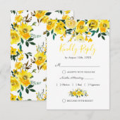 Summer Lemon Yellow Floral Wedding RSVP Karte (Vorne/Hinten)