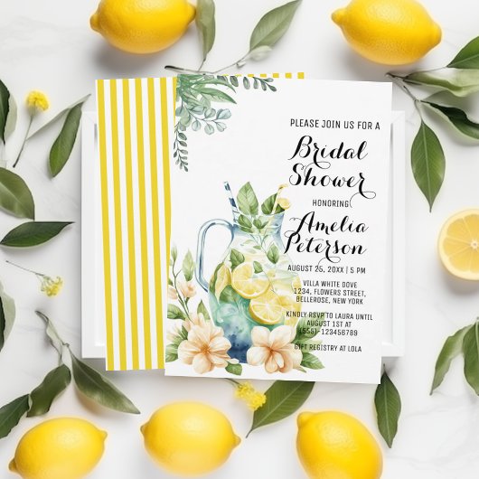Summer Lemonade Green Blätter Brautparty Einladung