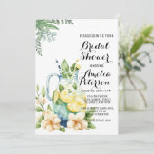 Summer Lemonade Green Blätter Brautparty Einladung (Stehend Vorderseite)