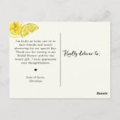 Summer Lemons Danke Brautparty Postkarte (Rückseite)