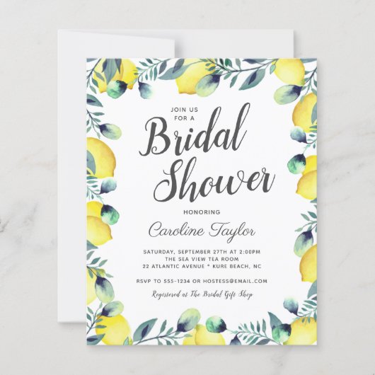 Summer Lemons & Eukalyptus Bright Brautparty (Vorderseite)