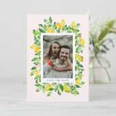Summer Lemons und Foliage Foto Save The Date (Stehend Vorderseite)