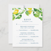 Summer Lemons und Foliage Multi Event Hochzeit RSVP Karte (Vorderseite)