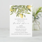 Summer Lemons und Foliage Wedding Brautparty Einladung (Stehend Vorderseite)