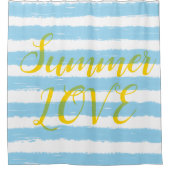 Summer Liebe Sky Blue White Stripes Duschvorhang (Vorderseite)