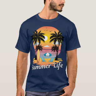 Summer Life Beach Palm Tree Sonnenschein Urlaub T-Shirt