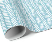 Summer Light Blue White Zigzag Kunstvoll wandern Geschenkpapier (Rolleneckpunkt)