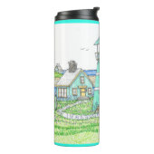 Summer Lighthouse 3; Thermal Tumbler; Helles Aqua Thermosbecher (Nach links gedreht)