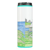 Summer Lighthouse 3; Thermal Tumbler; Helles Aqua Thermosbecher (Rückseite)