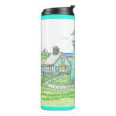 Summer Lighthouse 3; Thermal Tumbler; Helles Aqua Thermosbecher (Nach links gedreht)