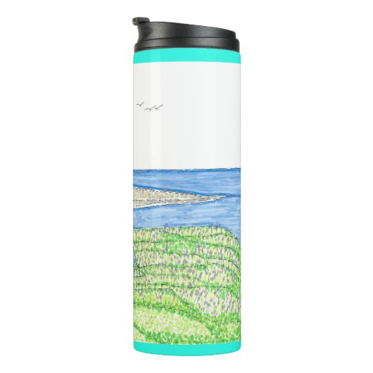 Summer Lighthouse 3; Thermal Tumbler; Helles Aqua Thermosbecher (Nach rechts gedreht)