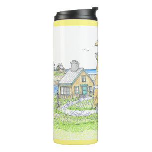 Summer Lighthouse 4; Thermal Tumbler; Gelb Thermosbecher