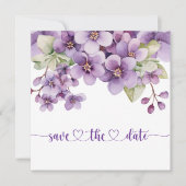 Summer Lila Delicate Violet Blume Babydusche Save The Date (Vorderseite)