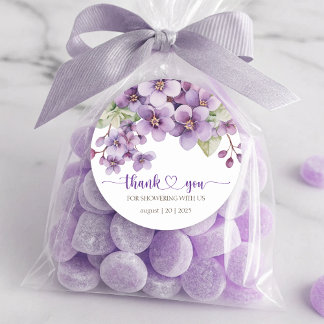 Summer Lila Delicate Violet Blume Danke Runder Aufkleber