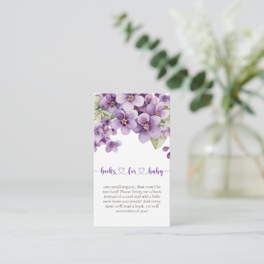 Summer Lila Violet Blume Bücher für Baby Begleitkarte (Stehend Vorderseite)