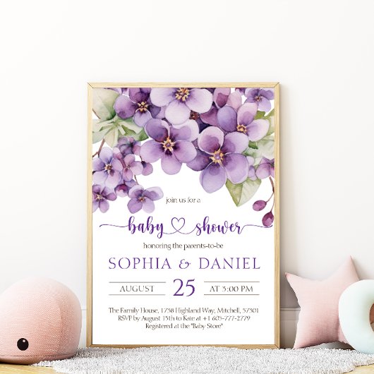 Summer Lila Violet Blume Kinderdusche Einladung