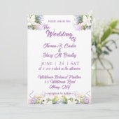 Summer Lilac Wildblume Romantische Hochzeit Einladung (Stehend Vorderseite)