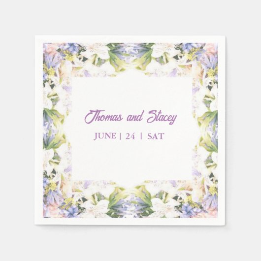 Summer Lilac Wildblume Romantische Hochzeit Serviette (Vorderseite)