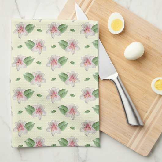 Summer Lily Floral Seamless Pattern Geschirrtuch (Viertel Falte)