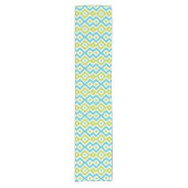 Summer Lime Green Aqua Blue Ikat Tribal Muster Kurzer Tischläufer (Vorderseite)