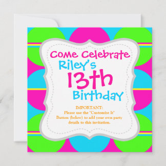 Summer Lime Green Hot Pink Aquamarine Kreise Strei Einladung