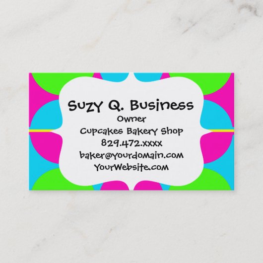 Summer Lime Green Hot Pink Aquamarine Kreise Strei Visitenkarte (Vorderseite)