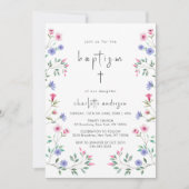 Summer Little Wildblume Cross Christening Taufe Einladung (Vorderseite)