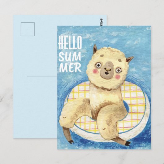 Summer Llama Postcard Postkarte (Vorne/Hinten)