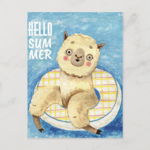 Summer Llama Postcard Postkarte