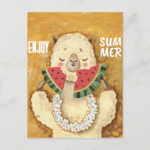 Summer Llama Postcard Postkarte