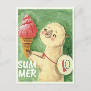 Summer Llama Postcard Postkarte